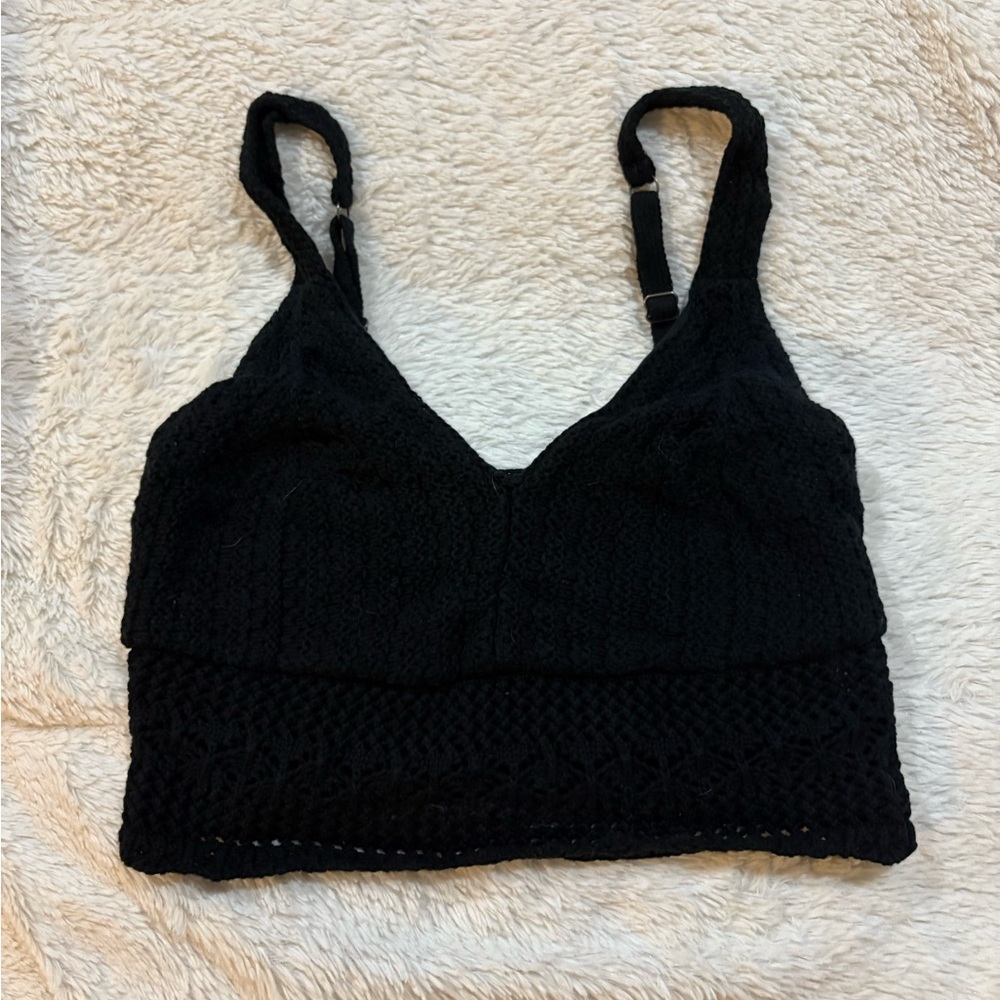 Hollister Black Crochet Bra Top- M